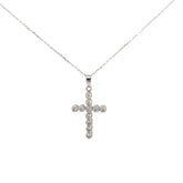 14k White Gold 1.08ct G SI1 Round Diamond Cross Necklace